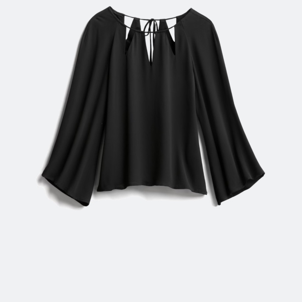 41 Hawthorn Black Blouse with Flared Sleeves